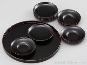 茶托銘々皿菓子器お盆琉球漆器の6点セット