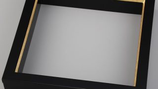 炉縁（ろぶち）青海波沈金は、華やかすぎない金縁が美しい炉縁