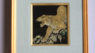 虎 虎沈金パネル 木製うるし塗 漆額パネル  美術品 芸術作品 額装 希少 gaku-tora1-320x180.jpg