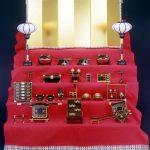 輪島塗　段飾り用の雛飾り道具一式