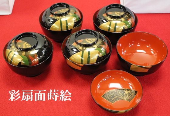 輪島塗 蒔絵 秀衡紋 吸物椀 5客 雑煮椀　汁椀　お吸い物椀　金彩　お椀　お正月