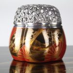 輪島塗香炉　扇面蒔絵