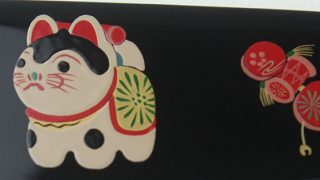 【真作】絵画　日本画（色紙）　犬張子　雅やかな郷土玩具の美　共シール　V153 真作】絵画 日本画（色紙） 犬張子 雅やかな郷土玩具の美 共