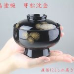 輪島塗椀　芽松沈金