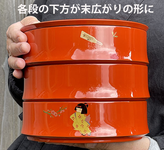 輪島塗丸三段重箱 わらべ蒔絵
